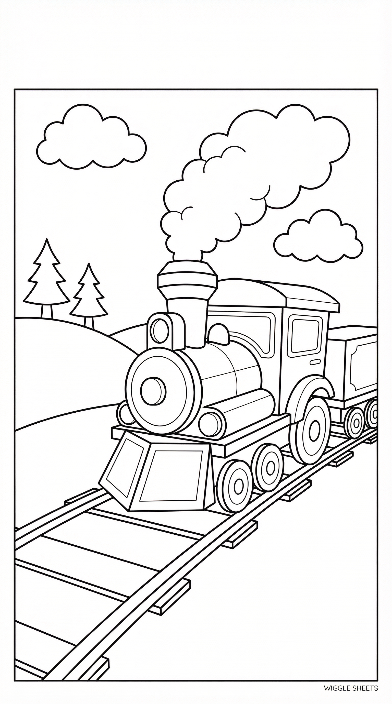 Cartoon Steam Train Coloring Page
